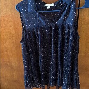 Navy Blue Sleeveless Polka Dot Women's Top